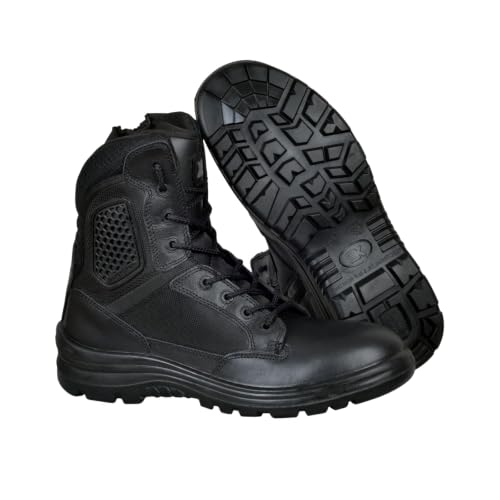 Image of 9K MNK-001 Men's Tactical Work Boots with Side Zipper Lightweight Leather Military Style, Comfortable, Durable and Breathable for Outdoors |Boots Black Waterproof Leather Motorcycle Combat Army Boot
