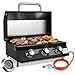 TLSUNNY 3 Brenner Gasgrill Klein, Kompakt Tischgasgrill mit Emaillierter Grillrost, Thermometer, Camping Gasgrill Tragbarer für BBQ, Balkon, Garten, 6.6kW, 60 x 33 cm Grillfläche, 4PCS Füße, Schwarz