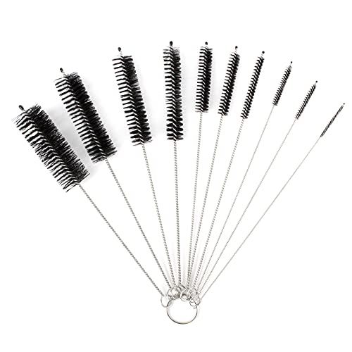 Kufung Bottle Brush, 8 Inch Nylon Tube Brush Set For Water Bottles, Glasswares, For Narrow Neck Bottles Cups With Hook, Set Of 10Pcs #TOP14
