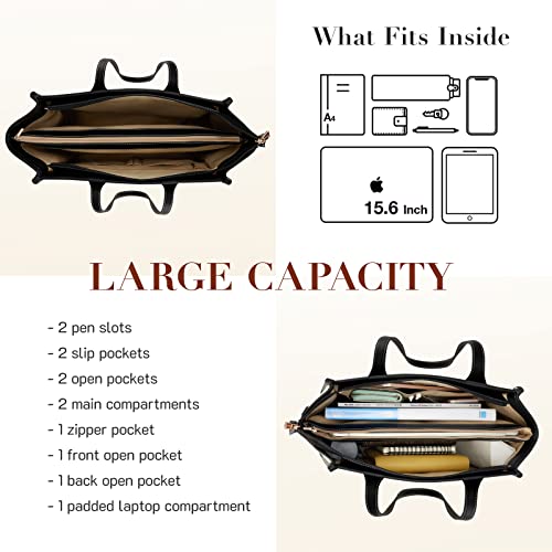 Missnine Tote Bag Canvas Laptop Bag 15.6 inch Work Bags for Women Teacher Bag Casual Computer Shoulder Purse for Office, College, Travel3