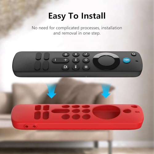 Image of RAYA Silicone TV Remote Cover Compatible with All New Fire TV Stick 4k & Fire Tv Stick HD Remote 2025 Model Protective Case with Lanyard (Red)