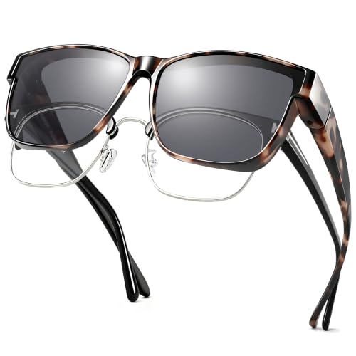 Image of URUMQI Polarized Sunglasses Fit Over Glasses for Men Women, Oversized Square Sun Glasses UV400 Protection