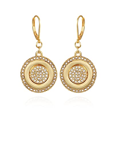 Vince Camuto Gold-Tone Pave Coin Drop Earrings For Women