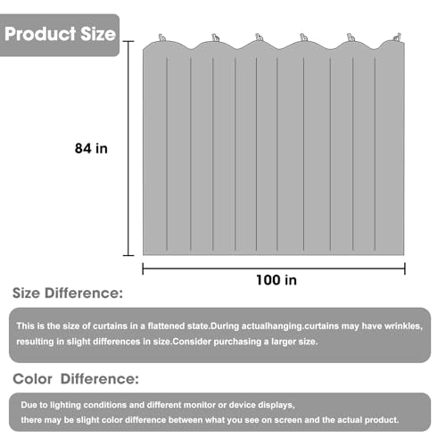 Image of Room Divider Curtains, Blackout Ceiling Track Curtains with Hooks Wall Dividers for Bedroom Living Room Separation Office Privacy Partition, Noise Reduction, W100 x L84 Inch,1 Panel, Black
