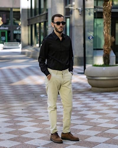 COOFANDY Mens Dress Shirts Wrinkle Free Long Sleeve Button Down Shirts Formal Business Shirt, Black, Large - 2
