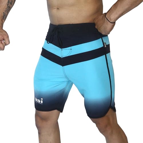 Image of USI Universal Shorts for Men, 411PT Triangle Physique Board Shorts, Fitness Shorts, Polyester Elastane Construction, Hook Loop Fly (Medium, Mint Color)