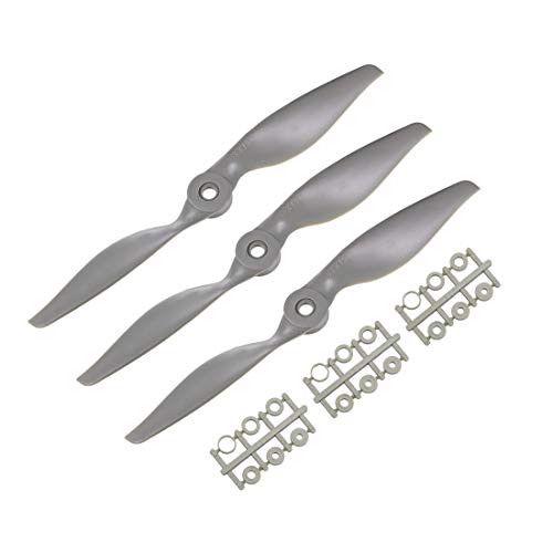 sourcing map RC Propellers CW 8x6 Inch 2-Vane for Airplane Nylon Gray 3Pcs with Adapter Rings