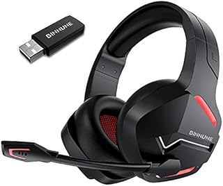 BINNUNE Wireless Gaming Headset with Microphone for PC PS4 PS5 Playstation 4 5, 2.4G Wireless Bluetooth USB Gamer Headphones with Mic for Laptop Computer