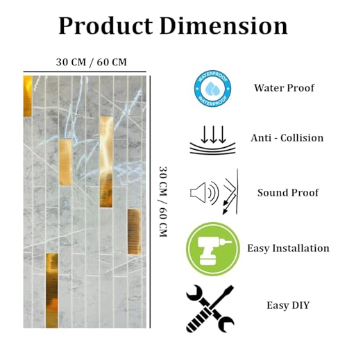 Image of WrapWall 3D Wallpaper Self Adhesive Foam Pack of 15 (60x30 cm) | Waterproof Brick Design Wallpaper |Peel & Stick DIY Wall Decor for Living Room Bedroom Kitchen (15, Grey Mosaic)