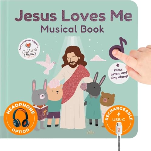 Cali's Books Jesus Loves Me Music Book for Toddlers 1-3 Years Old - Singing Christian Musical Book Kids, Headphone Jack, Interactive Learning Baby Sound Books, Song Toys for Children Girls and Boys