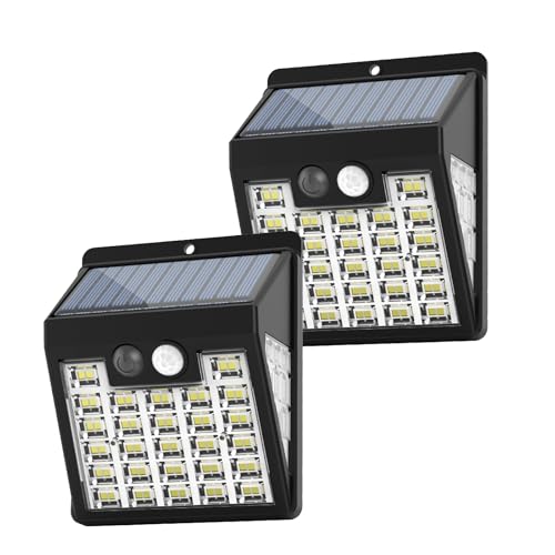 Aolyty 2 luces solares de pared, luces de jardín con sensor de movimiento para exteriores, luces nocturnas impermeables para patio, valla, puerta delantera, camino