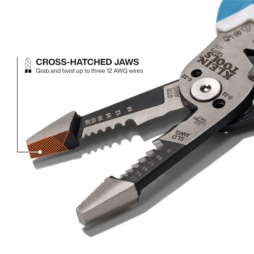 Image of Klein Tools 12075 Heavy-Duty Wire Strippers, Forged Design, Self-Opening Wire Stripping Tool, Electrical Pliers with Shear Cutter, Cable Stripper Tool, Straight Handle