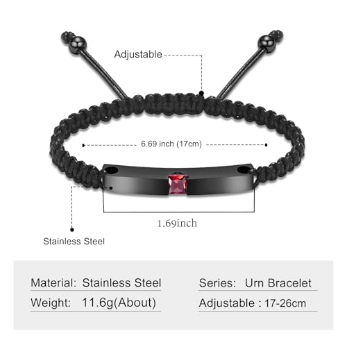 Imrsanl Cremation Jewelry Urn Bracelet for Ashes - Braided Adjustable Bracelet for Men Women - Manmade Urn Jewelry2