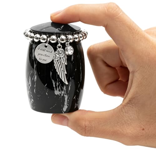 Image of Black Marble Finish Small Keepsake Urn for Human or Pet Ashes