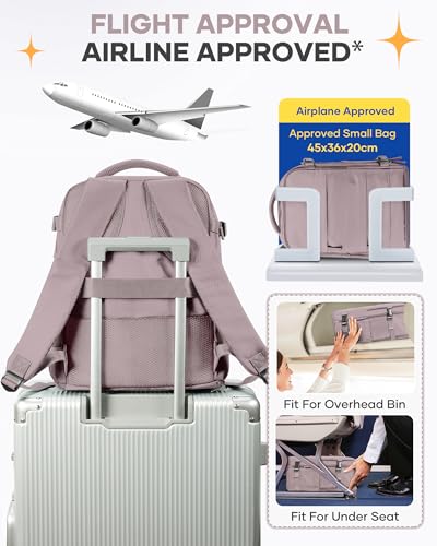 Image of Travel Backpack Carry On Flight Aapproved Personal Item Travel Bag Mochila De Viaje Travel Backpack For Men Spirit Airlines Personal Item Bag 18x14x8 Carry On Backpack For Airplanes Lotus Root Pink