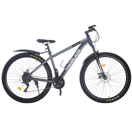 BSTSEL 24/26/27.5/29 Inch Mountain Bike Aluminum Frame with Front Suspension Fork Mountain Bicycle 21 Speeds with Dual Disc-Brake Suitable for Over 18 Years (24 Inch Grey) - Image 2