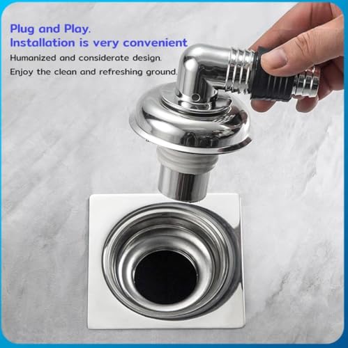 Image of Bathroom Floor Drain Connector | Water Drain Anti Core Overflow Elbow Outlet Pipe Connector for Washing Machine | Backflow Preventer Drainer (L-Shape Coupling)