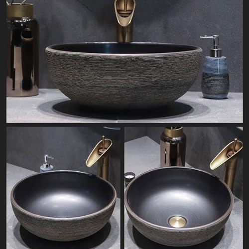 Lavabo de mano de cerámica Jingdezhen redondo con acabado antisuciedad 7