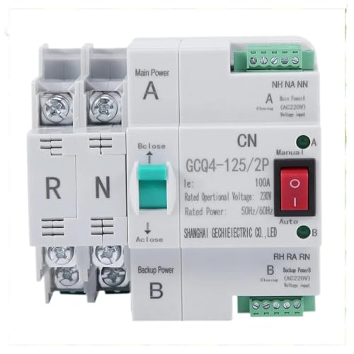 Interrupteur de transfert automatique double alimentation 2P 100A sur rail DIN 35mm