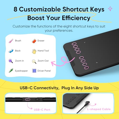 Image of XPPen Deco mini7W V2 Wireless Drawing Tablet, 16384 Levels Pressure Digital Drawing Pad for PC, 7x4.37 Inch Art Tablet with 8 Shortcut Keys, Bluetooth 5.0, Support Windows /macOS /Android /ChromeOS /Linux