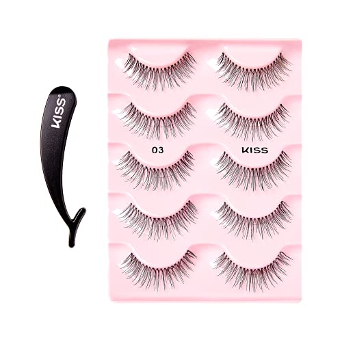 Kiss Looks So Natural False Eyelashes Multipack #03, Lightweight & Comfortable, Delicate Volume, Natural-Looking, Tapered End Technology, Reusable, Cruelty-Free, Contact Lens Friendly, 5 Pairs #TOP3