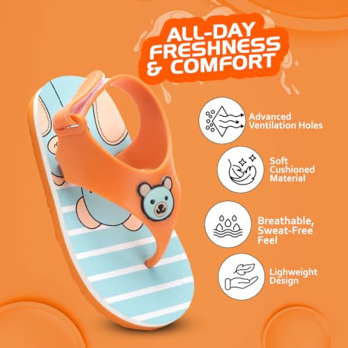 Image of Duosoft Kids Flip Flop Sandals with Bear Motif, Slippers for Baby Girl and Baby Boy, Indoor and Outdoor Slipper for Kids with Strap (K-402)