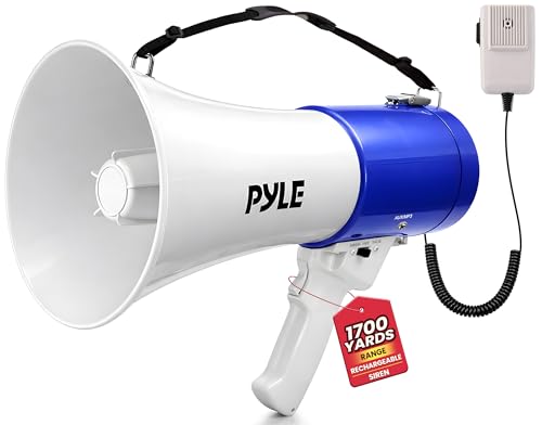 Mégaphone Bullhorn Pyle 50W avec Sirène d'Alarme et Lecture USB