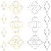 SUNNYCLUE 1 Box 32Pcs 4 Styles Stainless Steel Connectors Charms Hollow Flat Round Open Bezel Square Rhombus Ring Geometric Links Charm Double Loops for Jewelry Crafts Making Supplies, Golden Silver