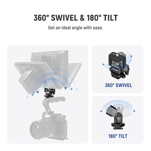 NEEWER Camera Monitor Mount with Cold Shoe (2 Pack), Anti Twist 1/4" Screw for 5" & 7" Field Monitor Compatible with Atomos Ninja V, 360° Swivel & 180° Tilt Damping, Compatible with SmallRig, MA006