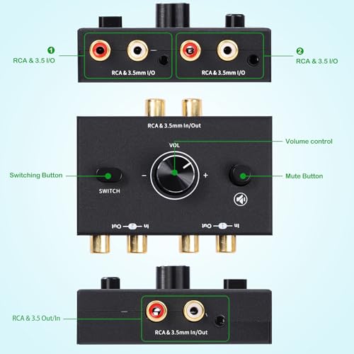 Selector de audio L/R analógico bidireccional sin pérdida de señal con entrada de 3.5 mm 6