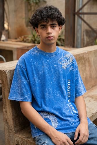 Image of boffi ... 100% Cotton Oversized T-Shirt Unisex Drop Shoulder Dye Washed Street Look Black Pack of 1