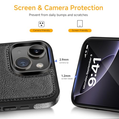 DOGODON Design Compatible with iPhone 13 Mini Case Luxury Leather Business Vintage Slim Non-Slip Soft Grip Shockproof Protective Cover (2021) 5.4 Inch (Black) by DOGODON - Used condition - Image 7