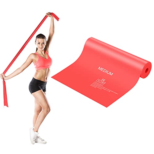 Elastici Palestra, Bande Elastiche Fitness Resistance Band Elastici Fisioterapia Esercizi Yoga, Pilates, Schiena Stretching, Sviluppo Muscolare,Casa, Palestra1.8-2.0M (1 Pezzi-Medio/Rosso)