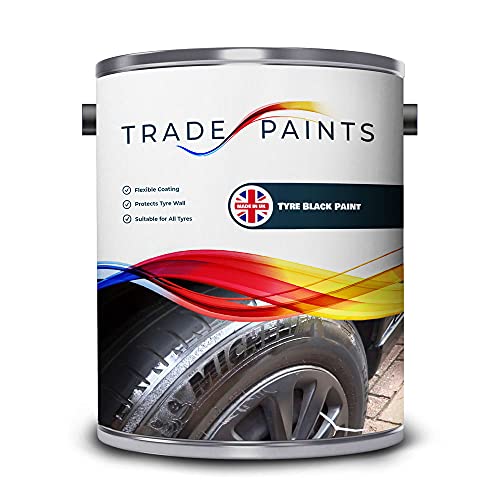 Tyre Black Paint – 5 Litre – Decorative Satin Black Finish for Vehicle Tyre Sidewalls, Mud Flaps, and Rubber Detailing, Easy Application