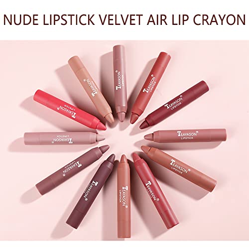 3 Colors Matte Lipstick Crayon Set, Nude Lipstick Velvet Air Lip Crayon Lip Stain Long Lasting Waterproof Lipstick For Women Makeup, Lip Stick Texture Silky Non-Fading Lipgloss Hydrating Lip Gloss Set (Set A) #TOP6