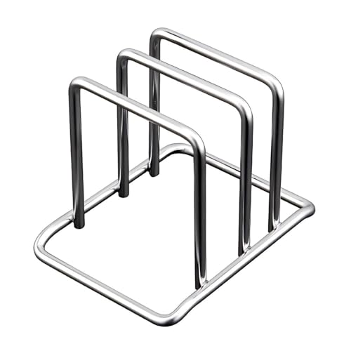 Clove Soporte Tablas de Cortar Cocina en Acero Inox 18/10, Soporte Organizador Extra Robusto con 2 Ranuras 2.95cm y 1.95cm, Portatablas Base Estante Compacto para Tablas de Cortar y Bandeja Hornear