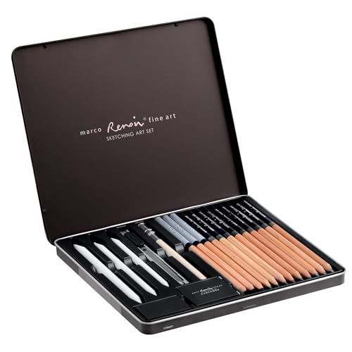 MARCO Skizzen Zeichen Bleistift Set Anfänger ideal zum Schattieren für Zeichnen Skizzieren für Künstler Erwachsene Teenager (Sketch 19-teiliges Geschenkset)