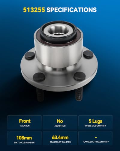Image of PHILTOP 513255 x2 Front Wheel Bearing Hub Assembly for Volvo S40, C70
