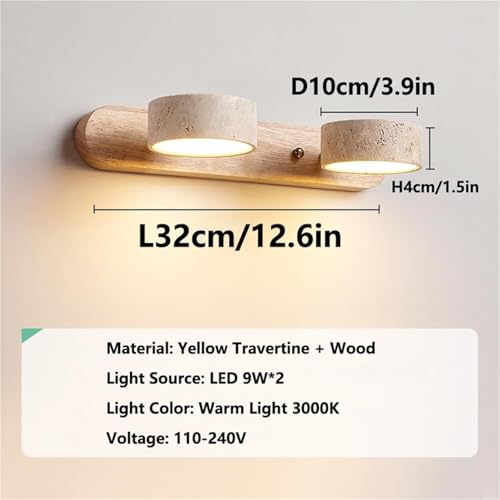 Lámpara de pared japonesa de madera para dormitorio con dos luces orientables 7