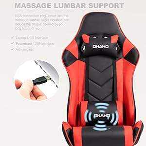 Ohaho gaming chair racing style office chair adjustable massage lumbar cushion swivel rocker recliner high back ergonomic computer desk chair with retractable arms and footrest blackred  urban country home decor