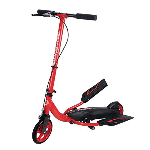 Inflatable Rubber Wheel Teens Pedal Scooter, Exercise Stepper Scooter Bike for Youngsters, White