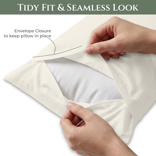 Image of Royale Linens 100% Cotton Pillow Cases King Size Set of 2 - Percale Pillowcase - Ivory Pillow Cases Super Soft Cooling & Breathable Hotel Cotton Pillowcases, Fits King Pillows (20 inchx40 inch, Ivory)