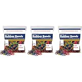 Rubber Bands 3-Pack (0.50 LB Each, 1.5 LB Total) – Assorted Sizes & Colors for Home, Office & Crafts