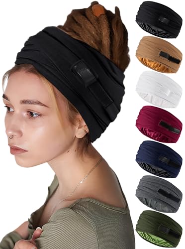 Stylish Satin Lined Open Turban Headband Unisex Sweatband Sports Headband for Running Cycling Basketball Yoga Fitness Workout Stretchy Unisex Hairband Black 1 PCS