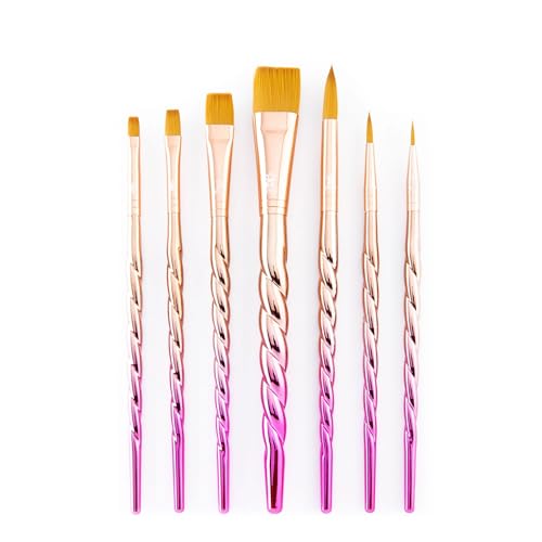 Royal & Langnickel Mythos, 7pc Unicorn Variety Craft Brush Set for All Painting Mediums, Includes - Shader, Wash & Round Brushes