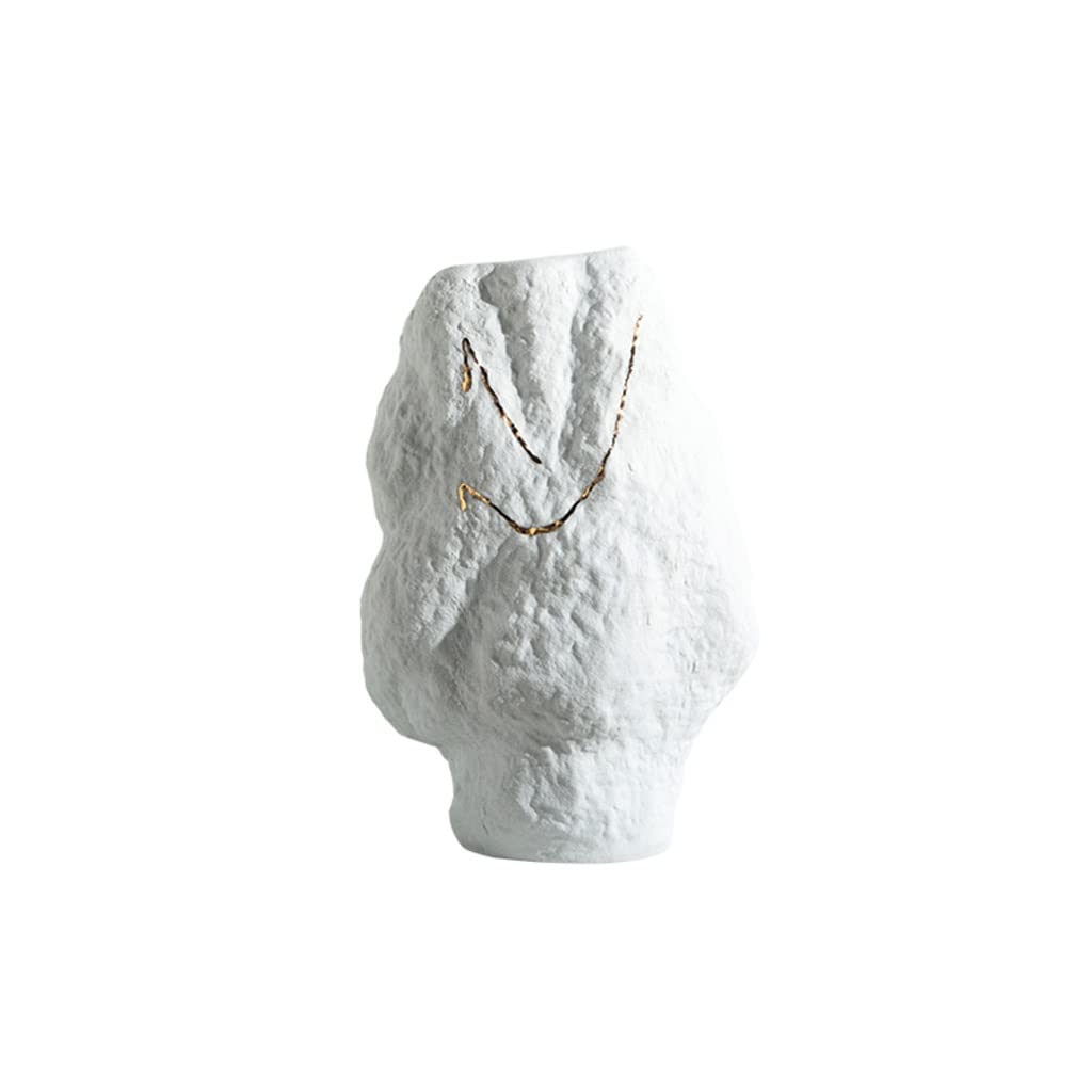 Vase en céramique blanc et or pour sublimer vos fleurs séchées sans effort