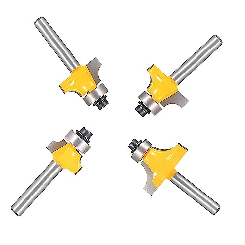 Totowood YJD-4 Roundover Router Bit Set，4Pcs Router Bit Set，1/4 Inch Shank，Radius In 1/8", 1/4", 3/16", 5/16"，Bearing Guide For Rounding Edge Bit thumb #5