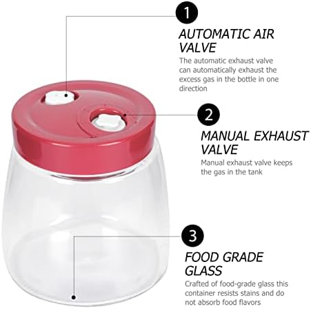 Cabilock Gallon Glass Jar Fermentation Jar with Water Seal Airlock Lid for Wine Brewing, Pickling Kimchi, Sauerkraut, Vegetables, Kombuch Paocai Pickle Jar Red, 13x12.5cm (2569C3V16GILD)
