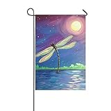 zhiz.ZY Outdoor Decorations Garden Flag - Yard Indoor Home Dragonfly Moon Double Sided Polyester 12