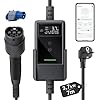 dé Carichino Auto Elettrica APP 3,7kW 7m 6–16A, Caricatore Auto Elettrica Portatile Tipo 2 Schuko con LCD, Cavo Ricarica Auto Elettrica, Colonnina Ricarica per Model 3/Y, 500e, e-208, altri EV/PHEV